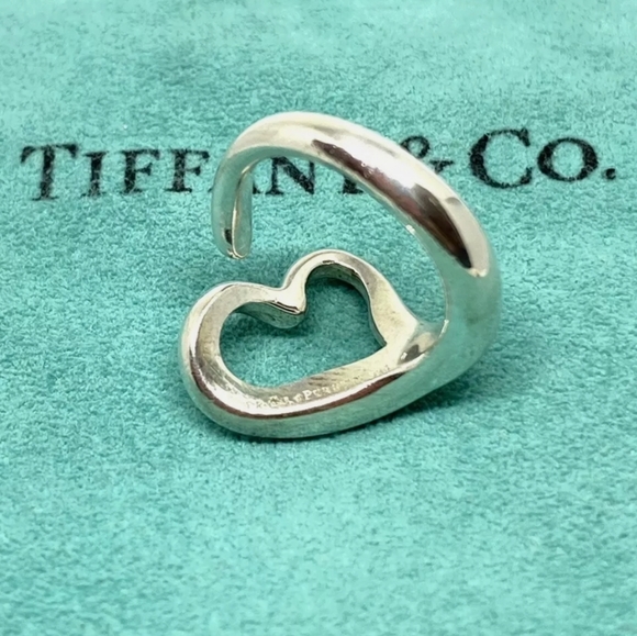 Tiffany & Co Sterling Silver Elsa Peretti Open Heart Ring Size 4.5 - Picture 5 of 8
